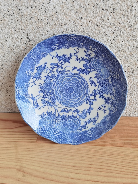 古玩陶瓷花鳥紋青花盤拍賣，當前價格220元