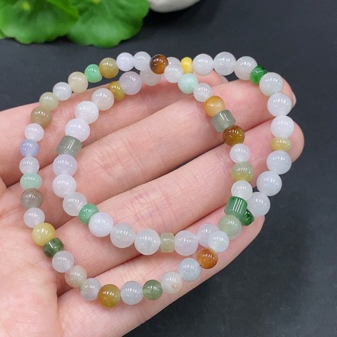 古玩玉器257天然翡翠珠串 兩條一手走拍賣，當前價格350元