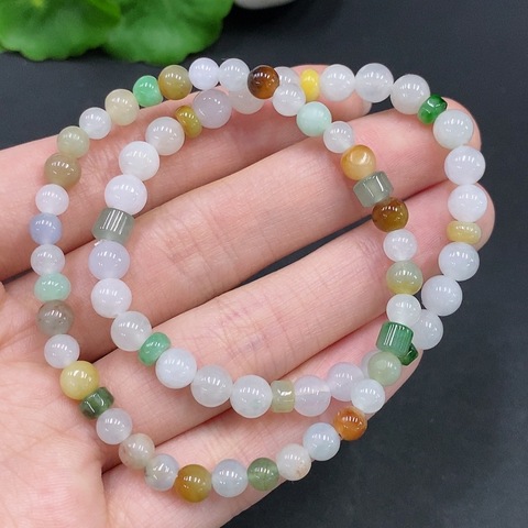 古玩玉器257天然翡翠珠串 兩條一手走拍賣，當前價格350元