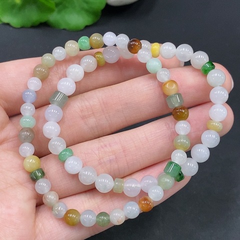 古玩玉器257天然翡翠珠串 兩條一手走拍賣，當前價格350元