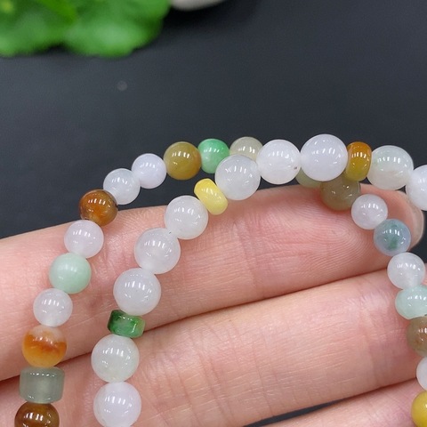 古玩玉器257天然翡翠珠串 兩條一手走拍賣，當前價格350元