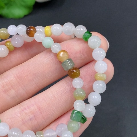 古玩玉器257天然翡翠珠串 兩條一手走拍賣，當前價格350元