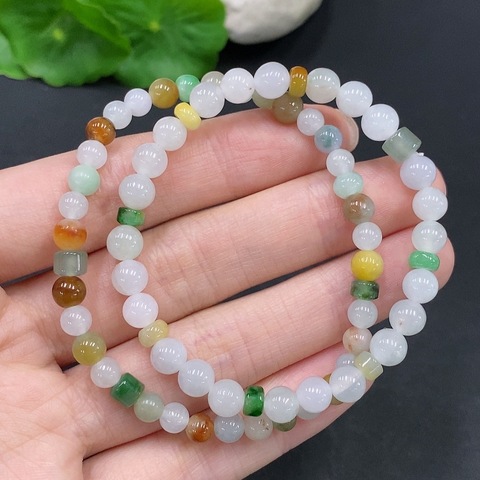 古玩玉器257天然翡翠珠串 兩條一手走拍賣，當前價格350元