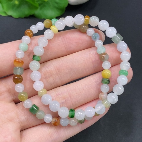 古玩玉器257天然翡翠珠串 兩條一手走拍賣，當前價格350元