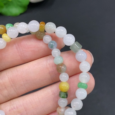 古玩玉器257天然翡翠珠串 兩條一手走拍賣，當前價格350元