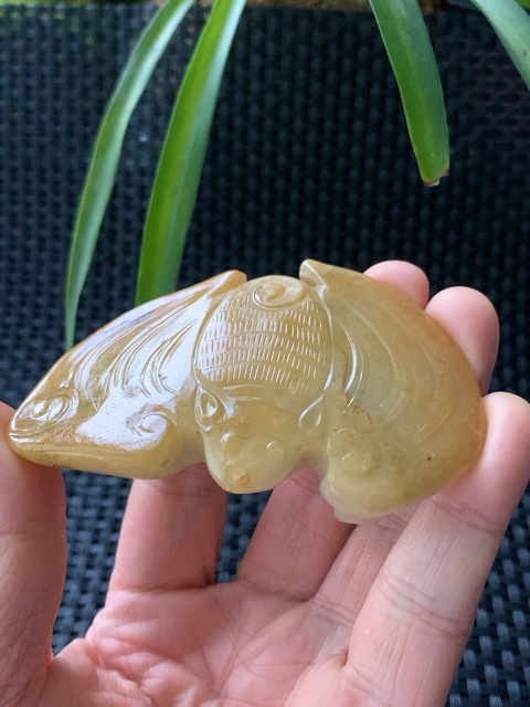 古玩玉器清代翡翠雕“福意綿綿”帶扣拍賣(mài)，當(dāng)前價(jià)格46000元