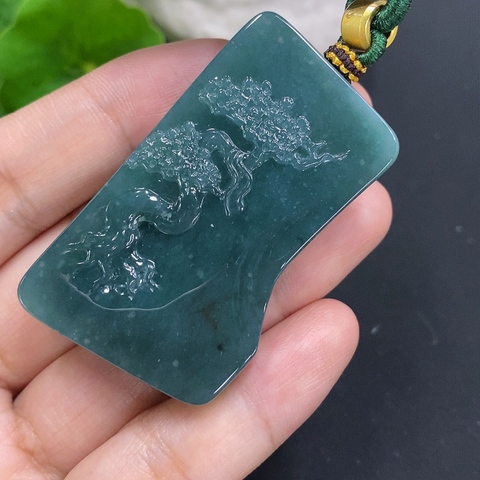 古玩玉器264天然翡翠山水牌掛件拍賣,當前價格358元