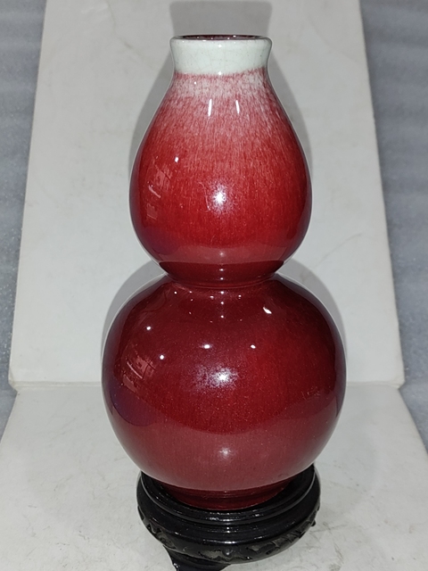 古玩陶瓷紅釉葫蘆瓶拍賣，當前價格888元