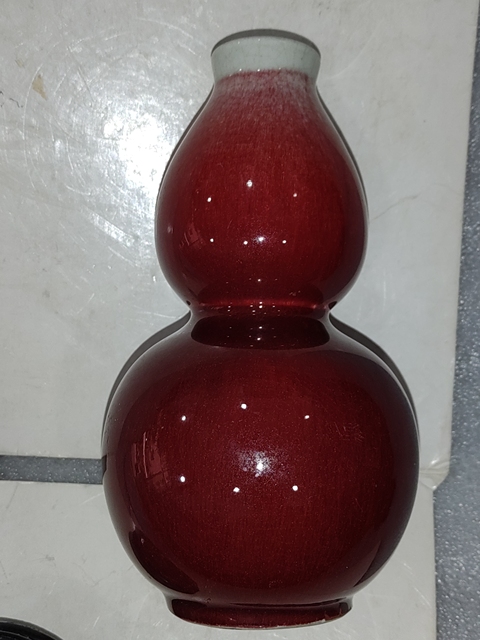 古玩陶瓷紅釉葫蘆瓶拍賣，當前價格888元