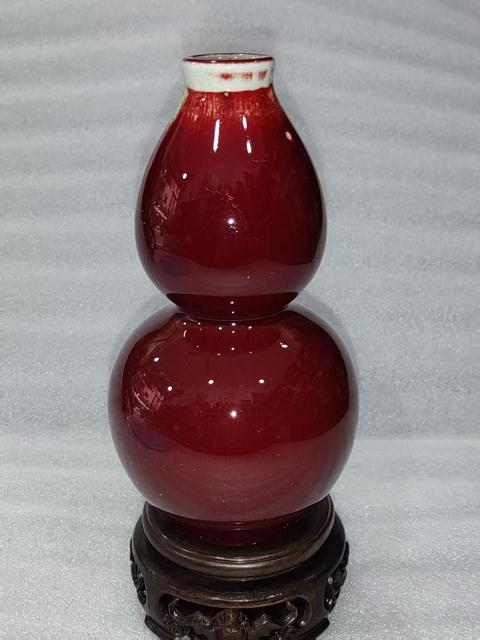 古玩陶瓷紅釉葫蘆瓶拍賣,當前價格888元
