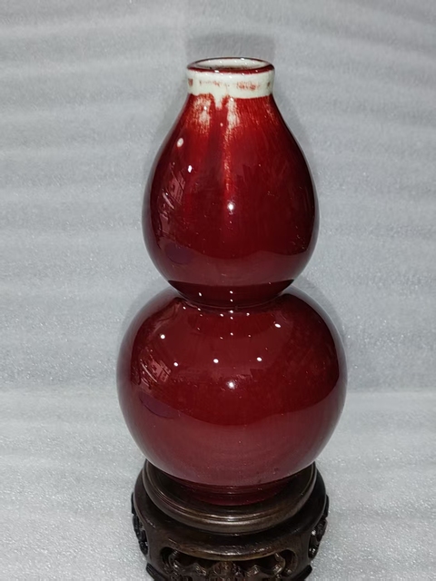 古玩陶瓷紅釉葫蘆瓶拍賣,當前價格888元