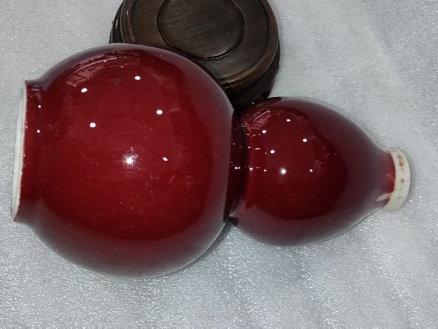 古玩陶瓷紅釉葫蘆瓶拍賣,當前價格888元