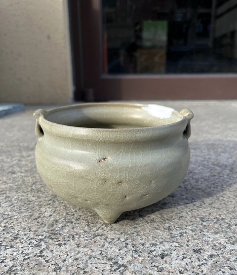 古玩陶瓷館藏級精品宋代五大名窯之一鈞窯天青釉香爐拍賣，當前價格19800元
