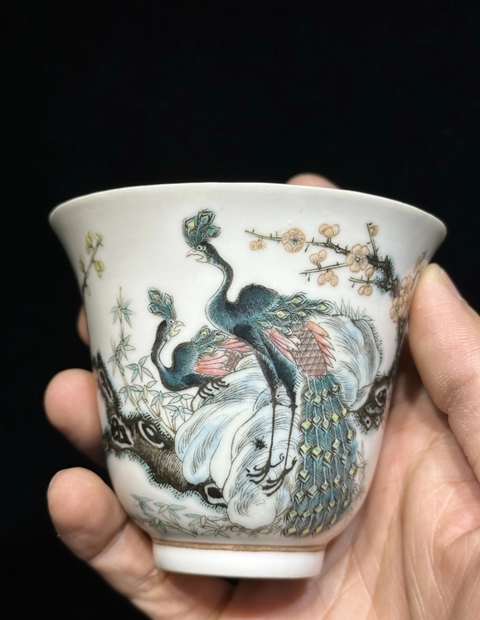 古玩陶瓷清光緒.花鳥紋鈴鐺杯拍賣,當前價格60000元