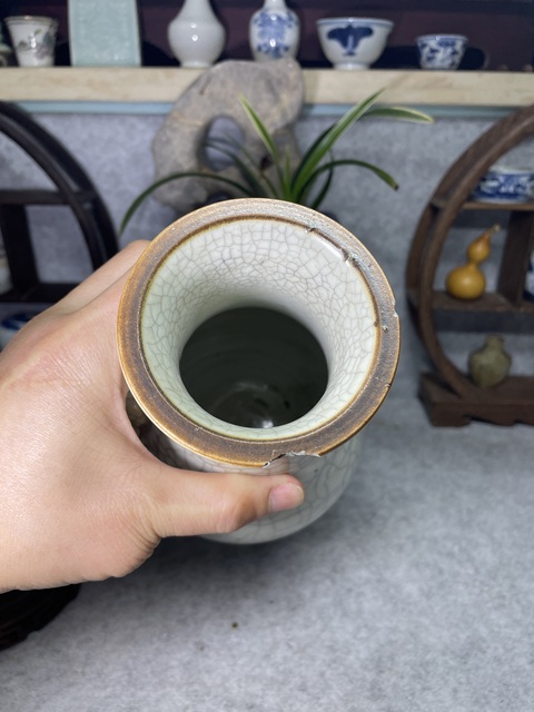 古玩陶瓷清中期哥釉獸耳琵琶尊拍賣,當前價格8199元