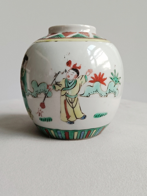 古玩陶瓷五彩人物故事紋罐拍賣，當前價格990元