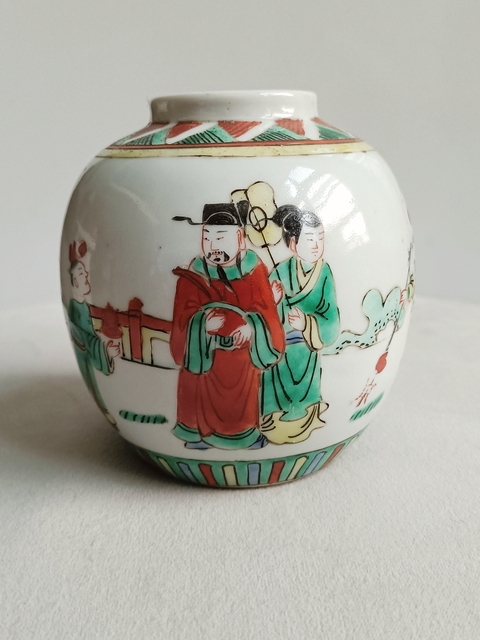 古玩陶瓷五彩人物故事紋罐拍賣，當前價格990元