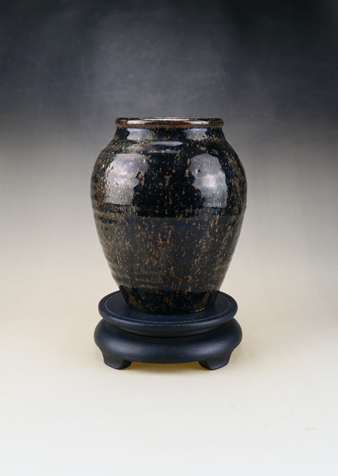 古玩陶瓷黑釉油滴罐真品鑒賞圖