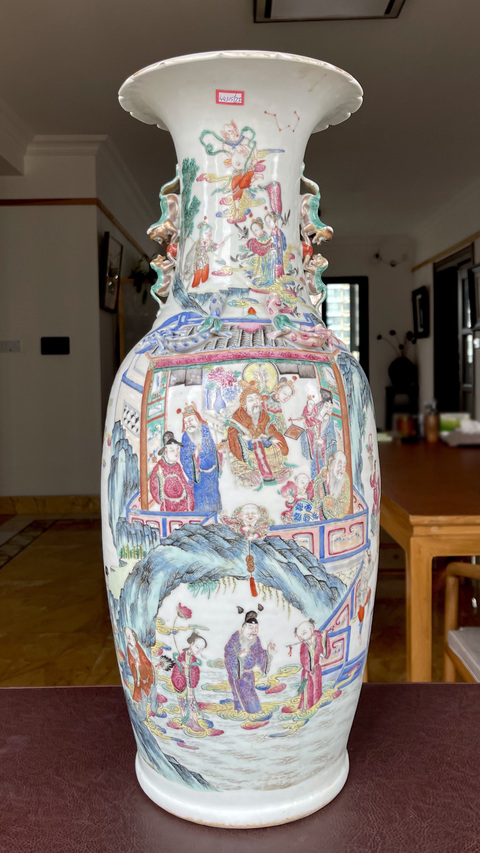 古玩陶瓷清同治 粉彩人物紋大瓶真品鑒賞圖