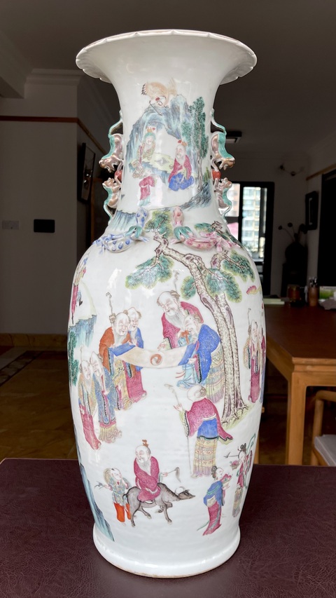 古玩陶瓷清同治 粉彩人物紋大瓶真品鑒賞圖