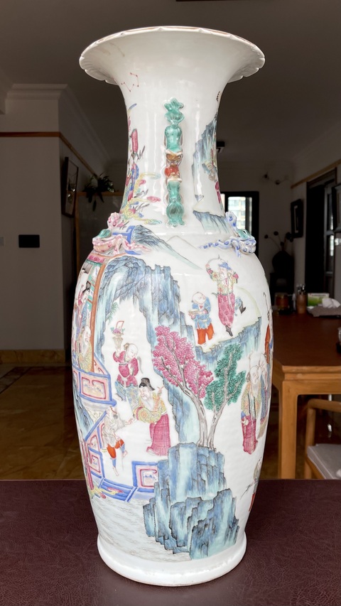 古玩陶瓷清同治 粉彩人物紋大瓶真品鑒賞圖