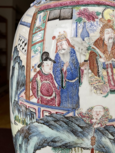 古玩陶瓷清同治 粉彩人物紋大瓶真品鑒賞圖