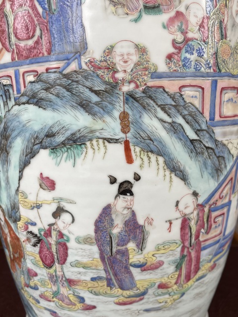 古玩陶瓷清同治 粉彩人物紋大瓶真品鑒賞圖