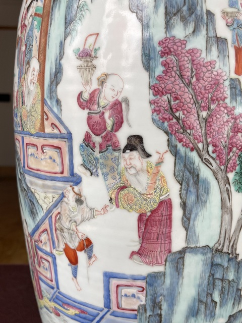 古玩陶瓷清同治 粉彩人物紋大瓶真品鑒賞圖