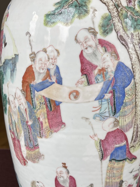 古玩陶瓷清同治 粉彩人物紋大瓶真品鑒賞圖