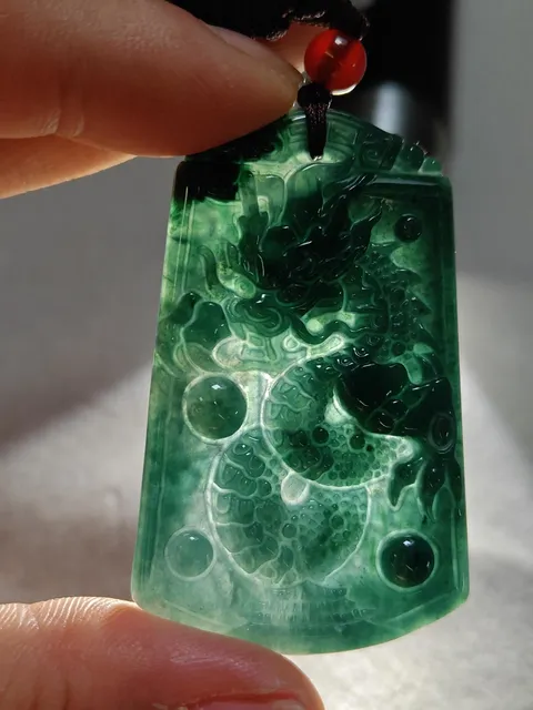 古玩玉器天然翡翠“龍牌”真品鑒賞圖