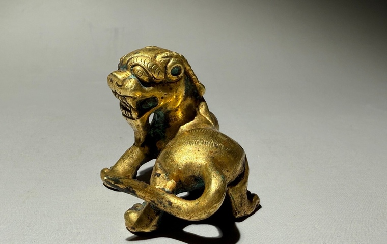 古玩銅器銅鎏金瑞獸真品鑒賞圖
