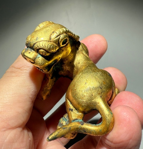 古玩銅器銅鎏金瑞獸真品鑒賞圖