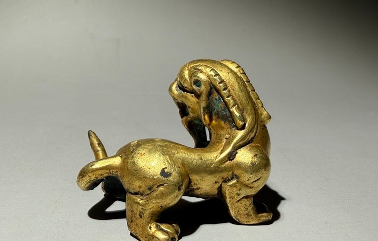 古玩銅器銅鎏金瑞獸真品鑒賞圖