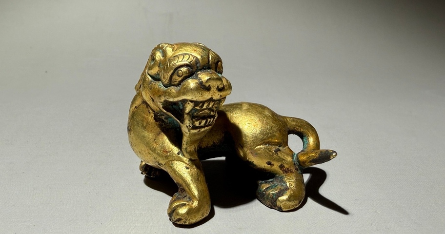 古玩銅器銅鎏金瑞獸真品鑒賞圖