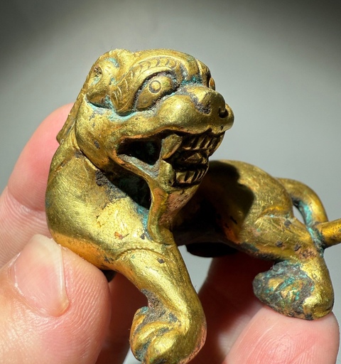 古玩銅器銅鎏金瑞獸真品鑒賞圖