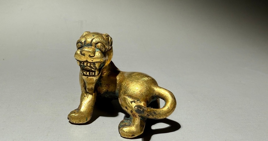 古玩銅器銅鎏金瑞獸真品鑒賞圖