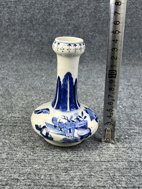 古玩陶瓷青花芭蕉博古花卉紋蒜頭瓶拍賣,當前價格2888元