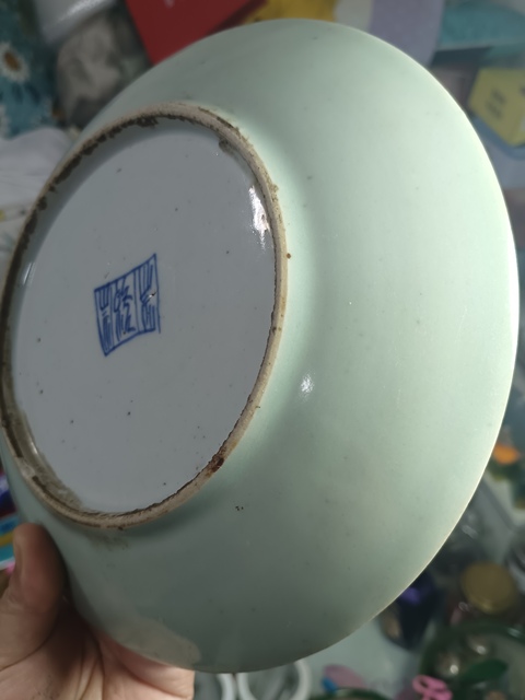 古玩陶瓷清中期豆青釉大盤拍賣,當(dāng)前價(jià)格299元