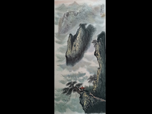 古玩字畫中美協會員旅日著名畫家盧武澄山水拍賣,當前價格899元