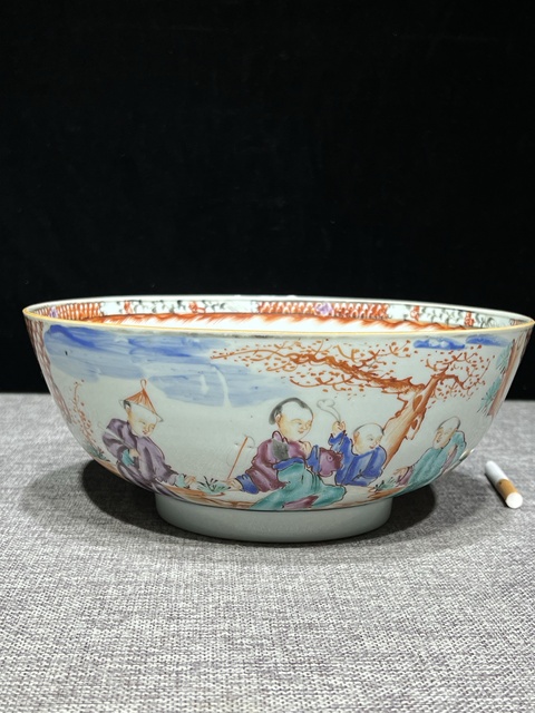 古玩陶瓷乾隆人物紋廣彩超大碗拍賣，當前價格3888元