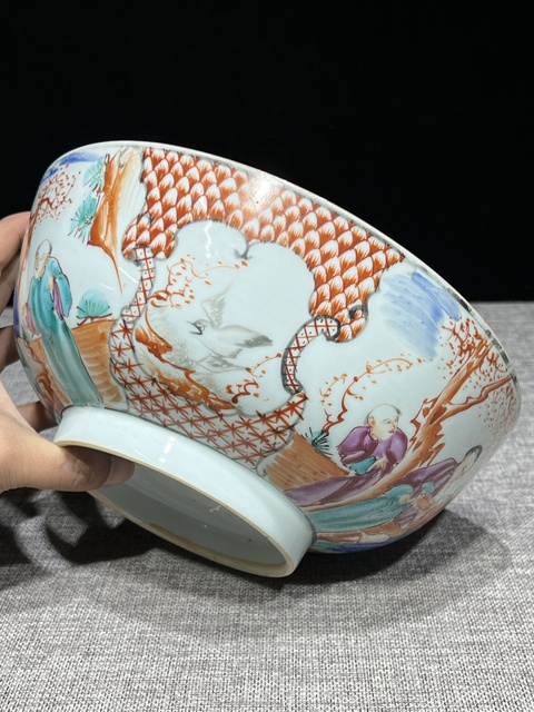 古玩陶瓷乾隆人物紋廣彩超大碗拍賣，當前價格3888元