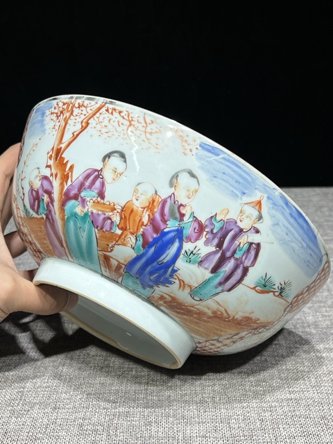古玩陶瓷乾隆人物紋廣彩超大碗拍賣，當前價格3888元