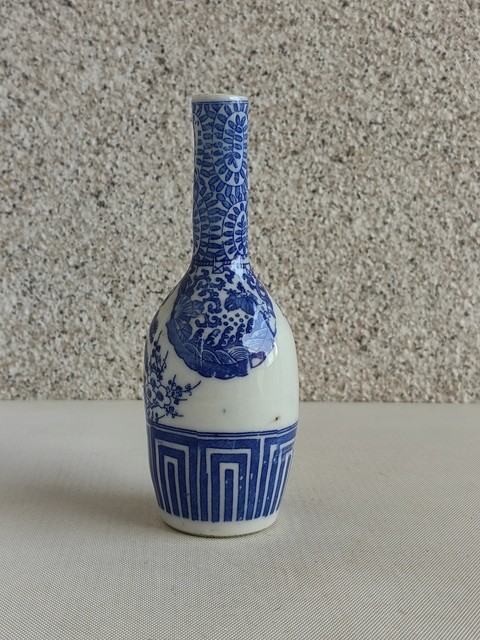 古玩陶瓷歲寒三友松竹梅青花長頸瓶拍賣,當前價格398元