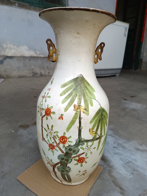 古玩陶瓷民國.花鳥紋粉彩瓶拍賣,當前價格698元
