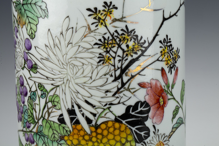 古玩陶瓷清末民初·松月軒款青花粉彩花卉紋帽筒拍賣,當前價格7880元