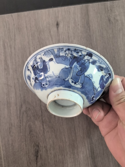 古玩陶瓷清晚期青花三星紋高足碗拍賣,當(dāng)前價(jià)格150元