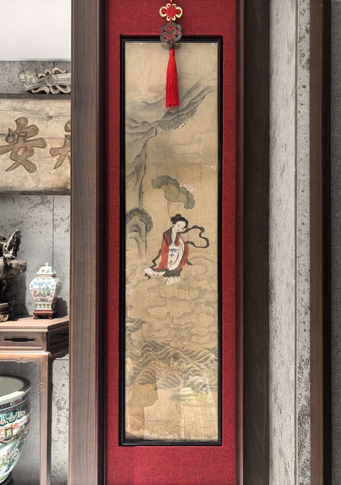 古玩字畫清中期絹本工筆荷花仙子立軸拍賣，當前價格16888元