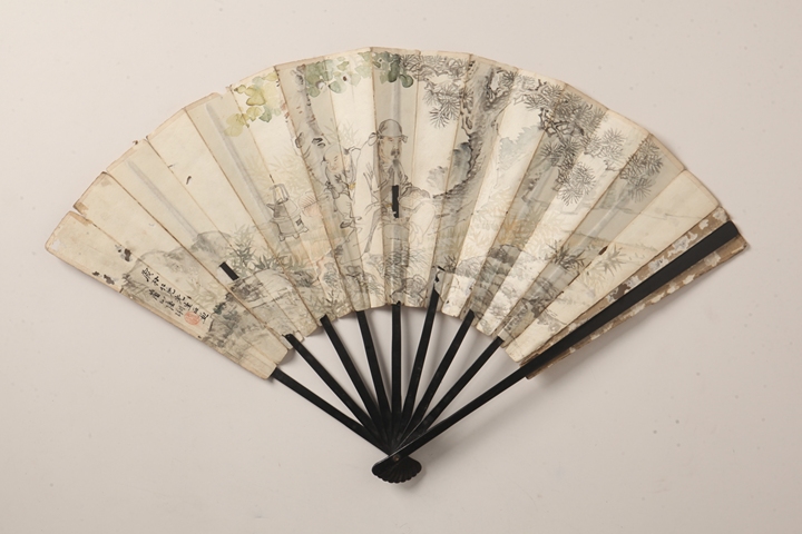 古玩字畫陸湘書畫成扇真品鑒賞圖