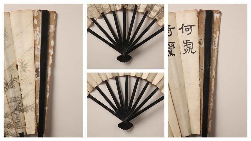 古玩字畫陸湘書畫成扇真品鑒賞圖