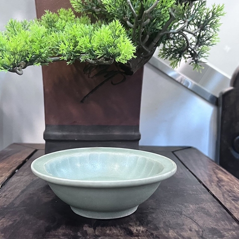 古玩陶瓷龍泉窯折沿菊瓣洗真品鑒賞圖